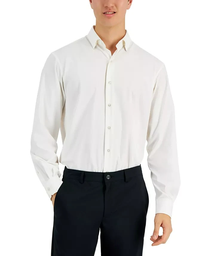 Alfani Regular Fit Travel Ready Solid Dress Shirt Men's 16-16.5 34-35 White L/S