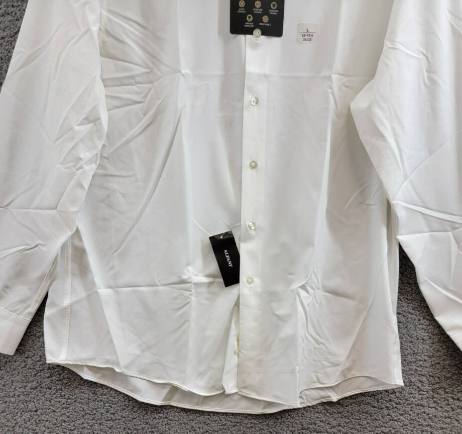 Alfani Regular Fit Travel Ready Solid Dress Shirt Men's 16-16.5 34-35 White L/S