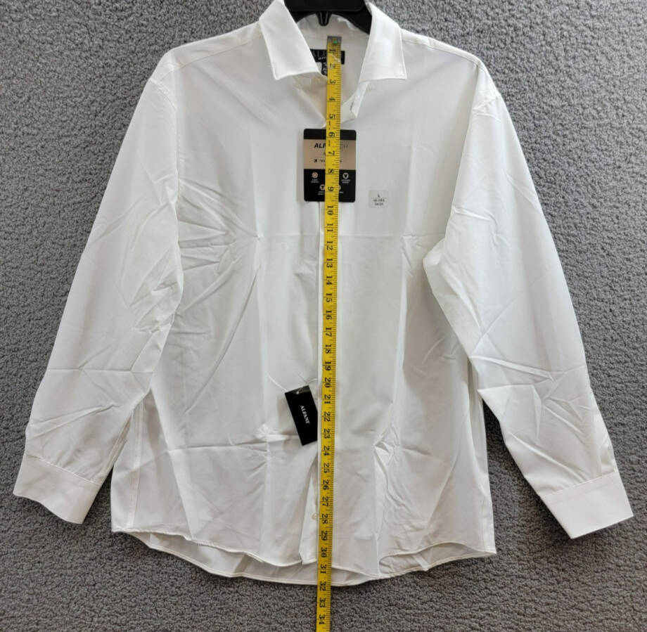 Alfani Regular Fit Travel Ready Solid Dress Shirt Men's 16-16.5 34-35 White L/S