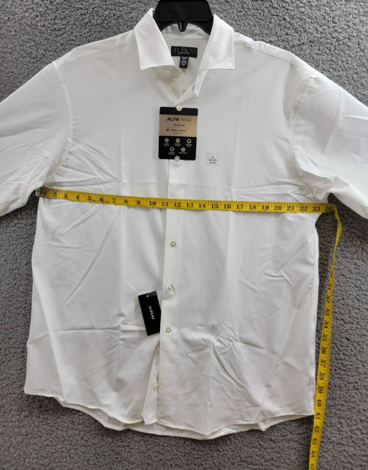 Alfani Regular Fit Travel Ready Solid Dress Shirt Men's 16-16.5 34-35 White L/S