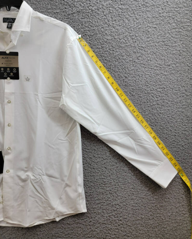 Alfani Regular Fit Travel Ready Solid Dress Shirt Men's 16-16.5 34-35 White L/S