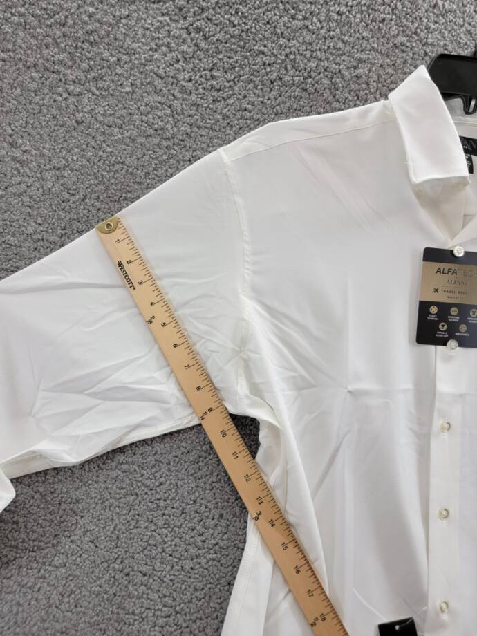 Alfani Regular Fit Travel Ready Solid Dress Shirt Men's 16-16.5 34-35 White L/S