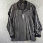 ALFANI Classic-Fit Long Sleeve Polo Shirt Men's XL Deep Black Button Closure