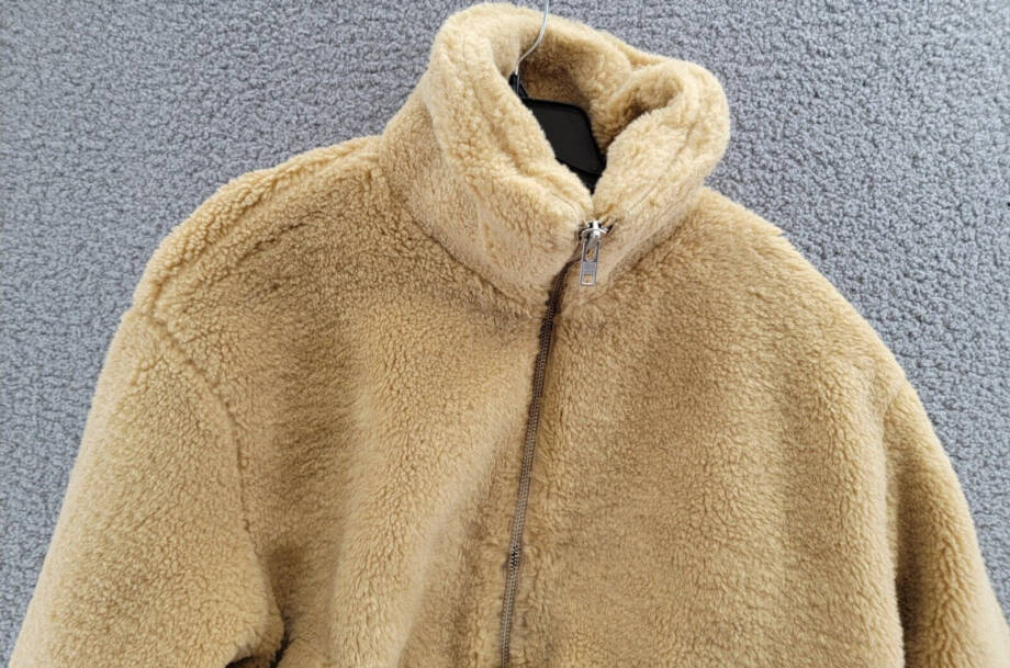 Free People Get Cozy Fleece Jacket Women's M Tan Camel Side Pockets Full Zip L/S