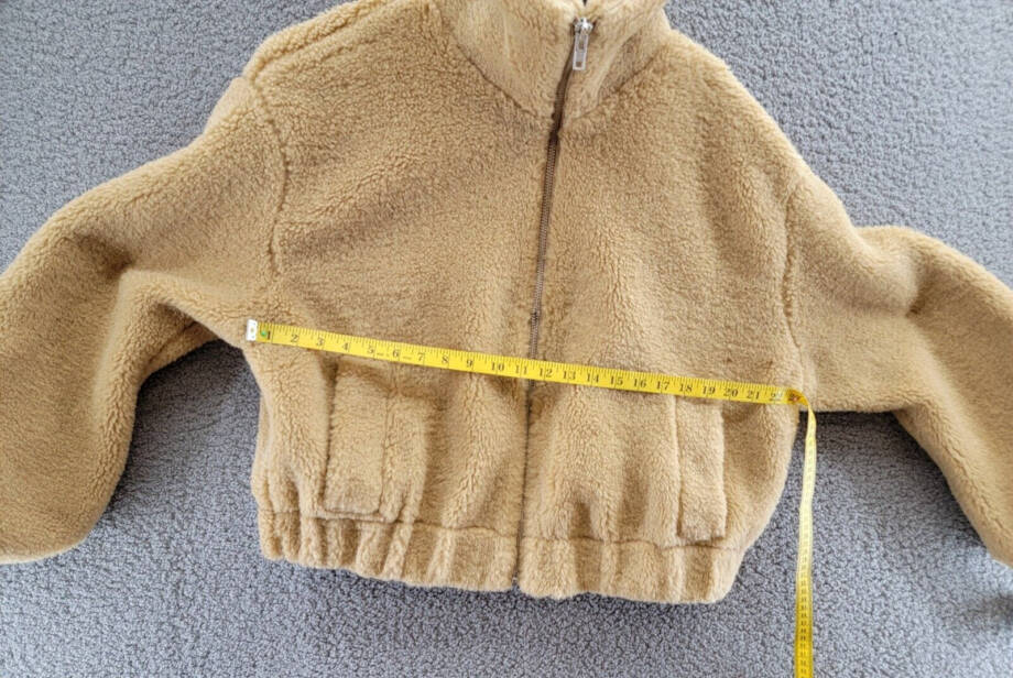 Free People Get Cozy Fleece Jacket Women's M Tan Camel Side Pockets Full Zip L/S