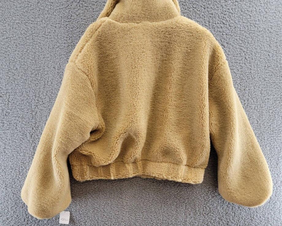 Free People Get Cozy Fleece Jacket Women's M Tan Camel Side Pockets Full Zip L/S