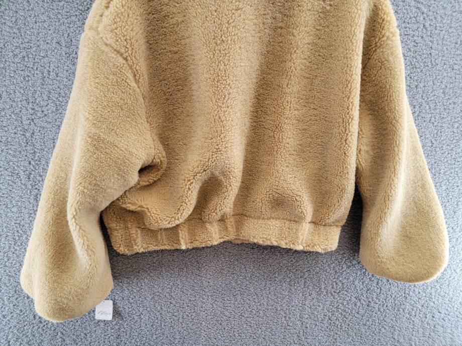Free People Get Cozy Fleece Jacket Women's M Tan Camel Side Pockets Full Zip L/S