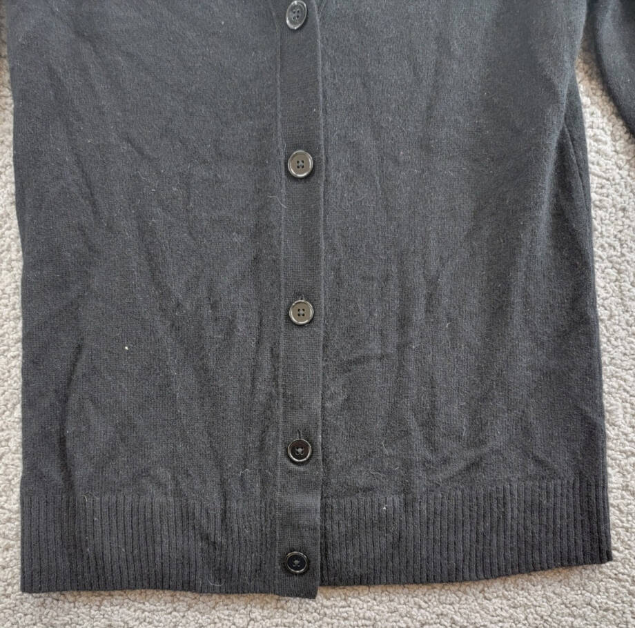 C by Bloomingdale's Cashmere Grandfather Cardigan Women's M Black Button Front