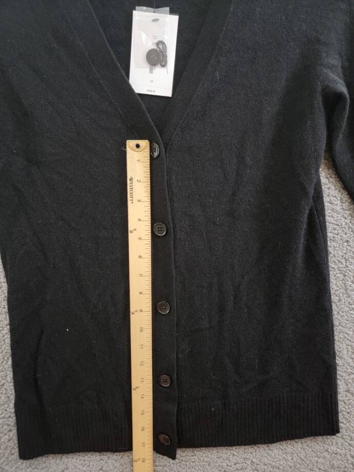 C by Bloomingdale's Cashmere Grandfather Cardigan Women's M Black Button Front