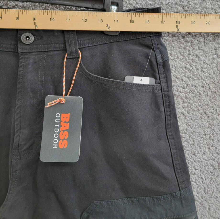BASS OUTDOOR Worker Cargo 9" Shorts Men's 32 Black Pockets Button Zip Closure