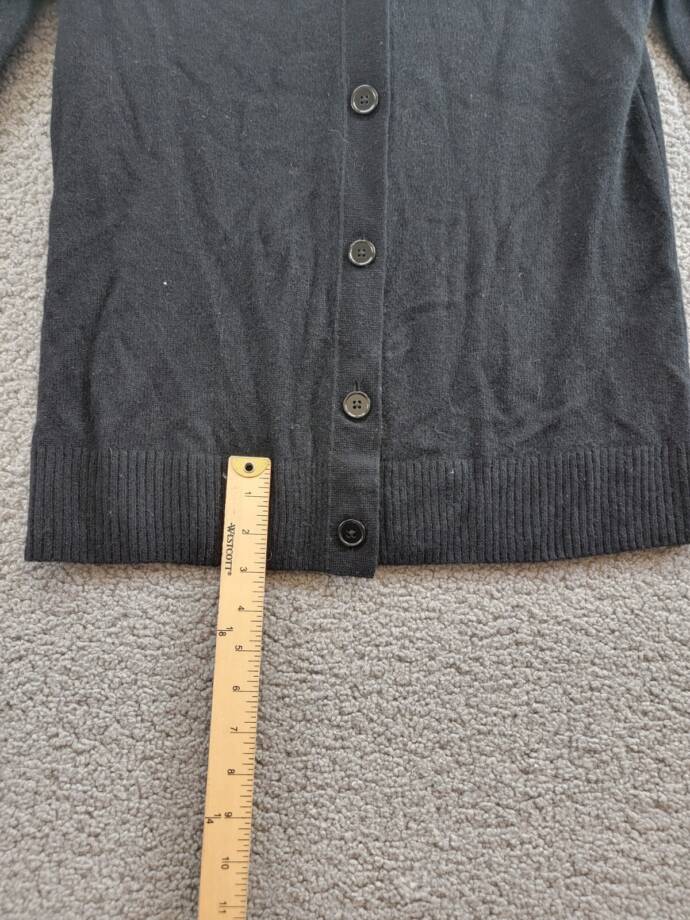 C by Bloomingdale's Cashmere Grandfather Cardigan Women's M Black Button Front