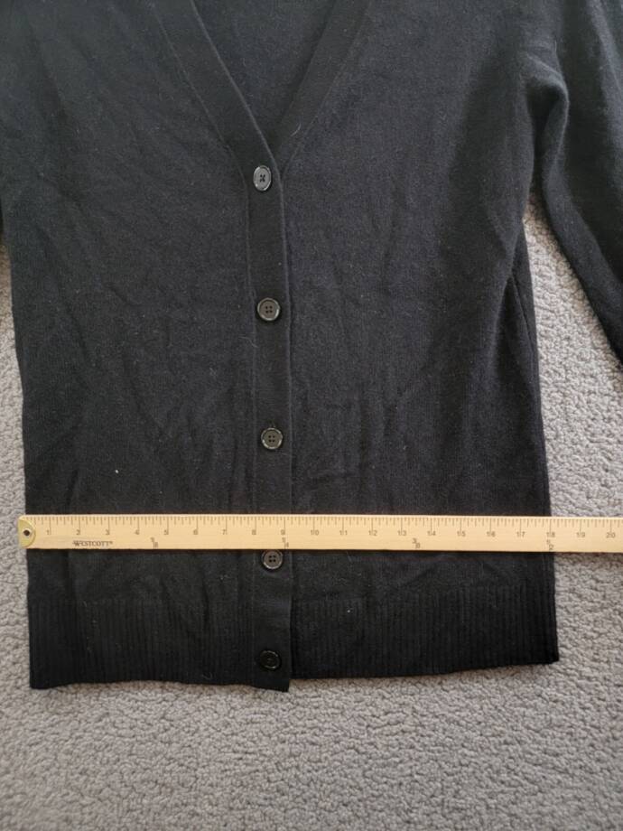 C by Bloomingdale's Cashmere Grandfather Cardigan Women's M Black Button Front