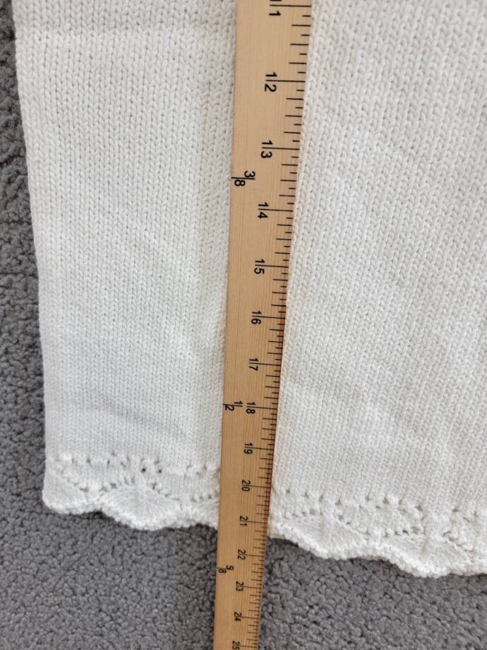 AQUA Pointelle Trim V-Neck Tank Top Women's XL White Sleeveless Pullover