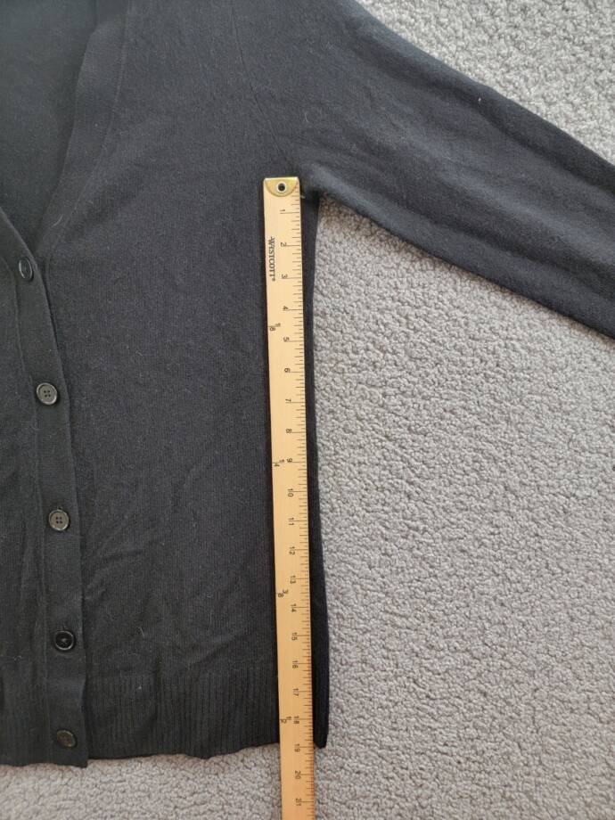 C by Bloomingdale's Cashmere Grandfather Cardigan Women's M Black Button Front
