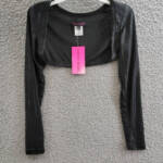 With Jules Open Front Cropped Shrug Big Girls' L Black Solid Long Sleeve Pull On