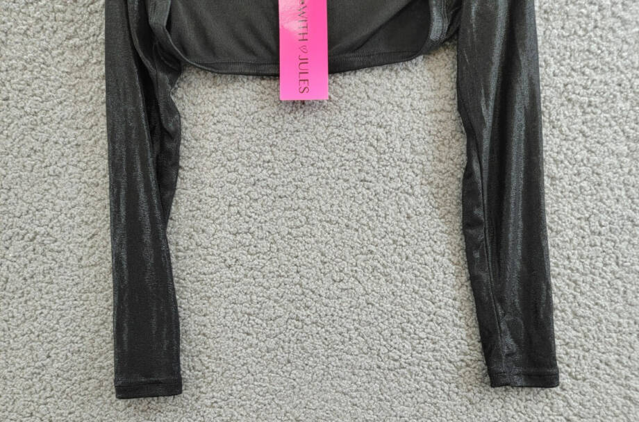 With Jules Open Front Cropped Shrug Big Girls' L Black Solid Long Sleeve Pull On