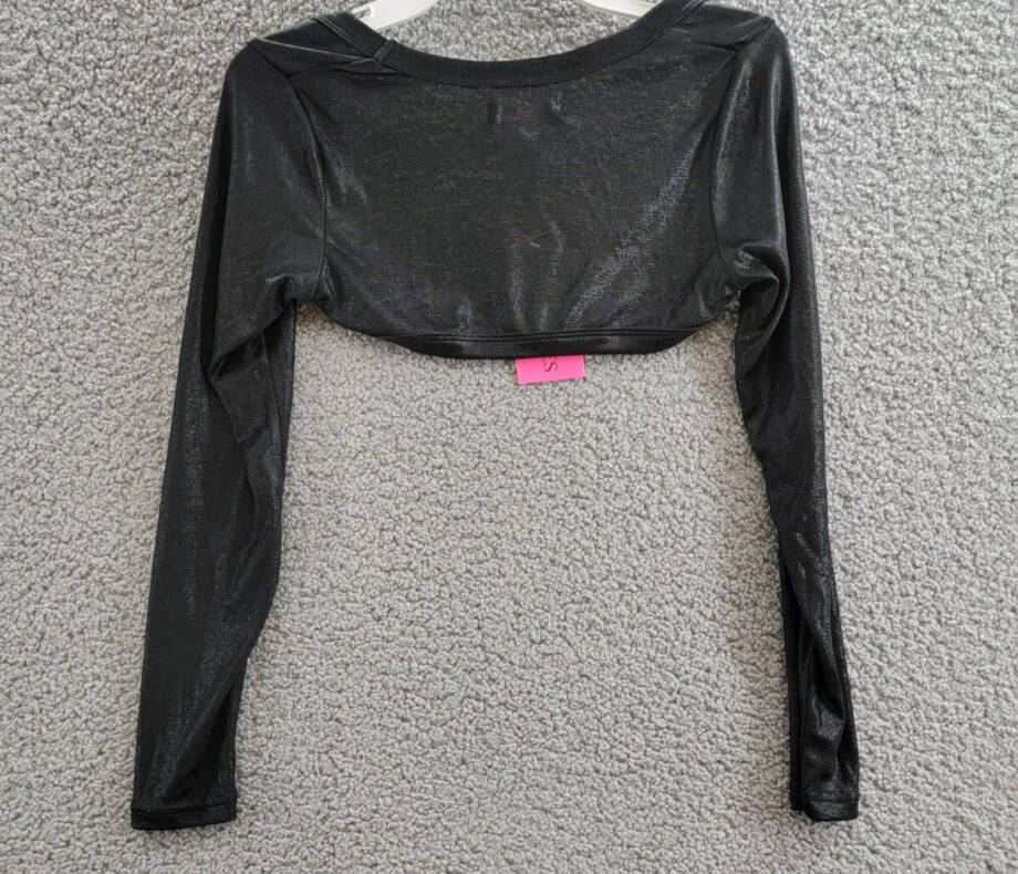 With Jules Open Front Cropped Shrug Big Girls' L Black Solid Long Sleeve Pull On