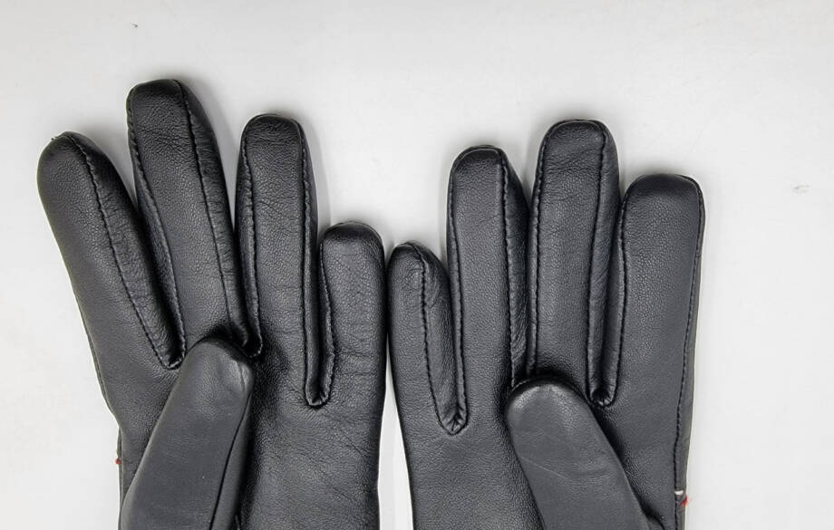 Charter Club Plaid Topstitch Leather Gloves Women's S Black Slip On