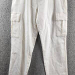REBECCA MINKOFF Relaxed Cargo Pants Women's 29 Alabaster Zip & Button Closure