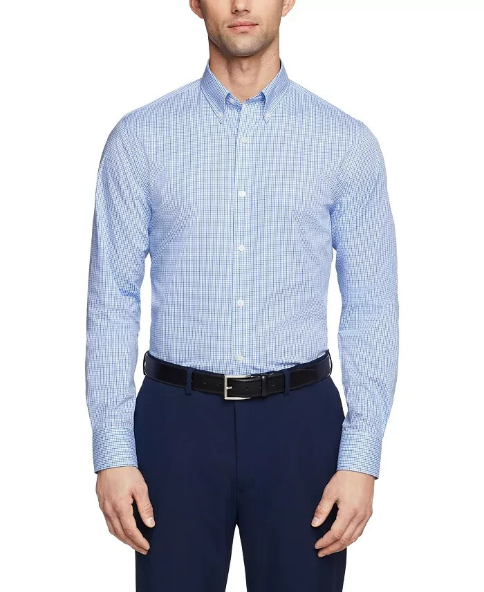 Tommy Hilfiger TH Flex Regular Fit Stretch Twill Dress Shirt Men's 16 34-35 Blue