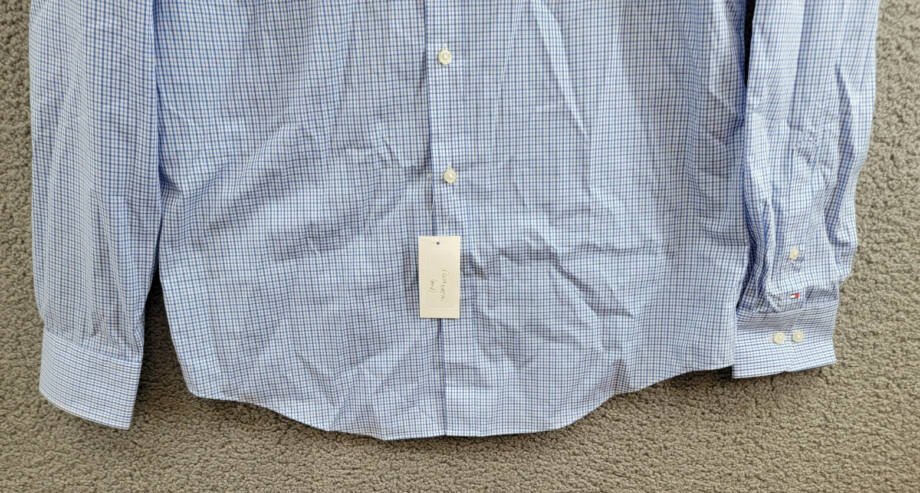 Tommy Hilfiger TH Flex Regular Fit Stretch Twill Dress Shirt Men's 16 34-35 Blue