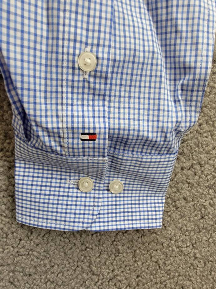 Tommy Hilfiger TH Flex Regular Fit Stretch Twill Dress Shirt Men's 16 34-35 Blue