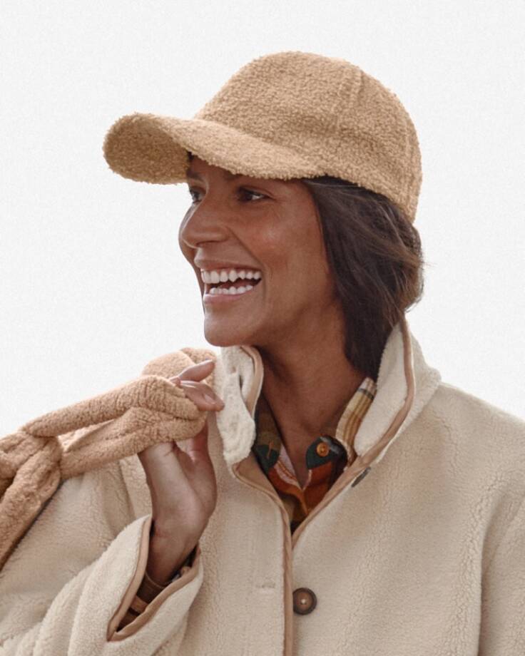 Hat Attack Sherpa Cap Women's One Size Light Tan Hook and Loop Closure Back