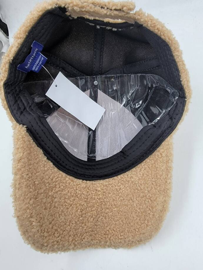 Hat Attack Sherpa Cap Women's One Size Light Tan Hook and Loop Closure Back