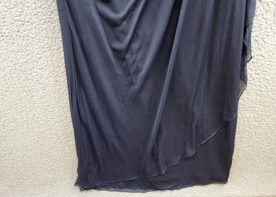 XSCAPE Embellished-Neck Gown Women's 8 Navy Blue Short Sleeve Zip Closure
