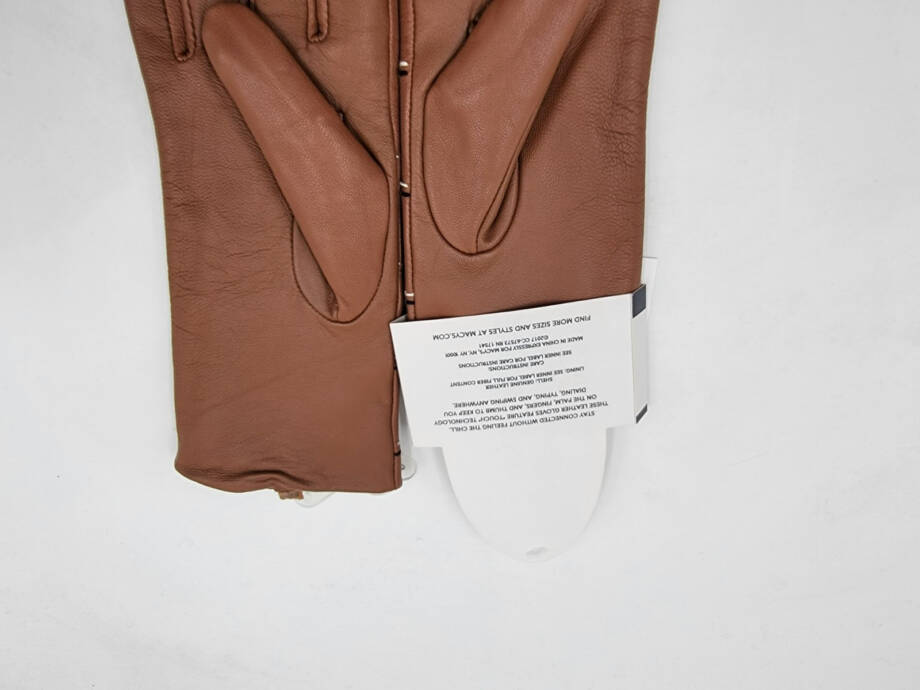Charter Club Plaid Topstitch Leather Gloves Women's S Saddle Slip On