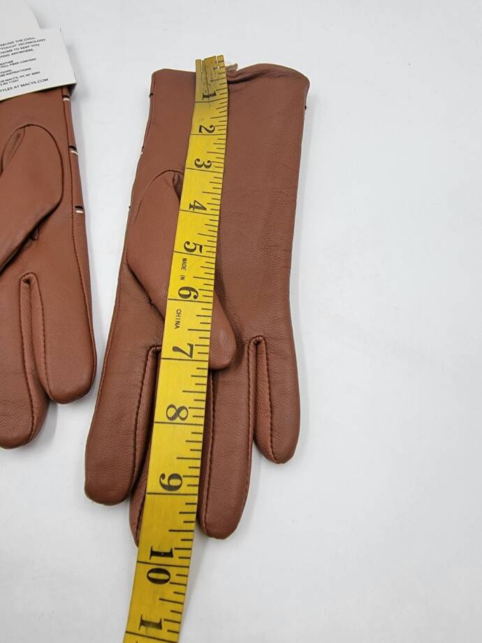 Charter Club Plaid Topstitch Leather Gloves Women's S Saddle Slip On