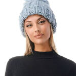 Marcus Adler Luxe Chunky Knit Pom Cuffed Beanie Women's Blue Multi
