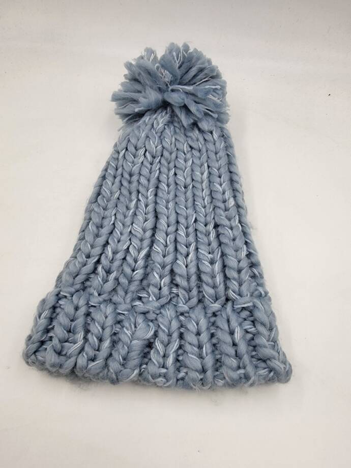 Marcus Adler Luxe Chunky Knit Pom Cuffed Beanie Women's Blue Multi