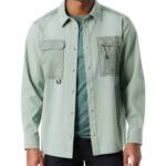 Bass Outdoor Relaxed Fit Solid Worker Shirt Jacket Men's M Lily Pad Snap Closure