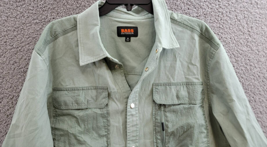 Bass Outdoor Relaxed Fit Solid Worker Shirt Jacket Men's M Lily Pad Snap Closure