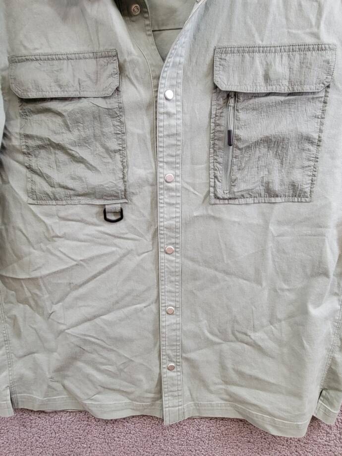 Bass Outdoor Relaxed Fit Solid Worker Shirt Jacket Men's M Lily Pad Snap Closure