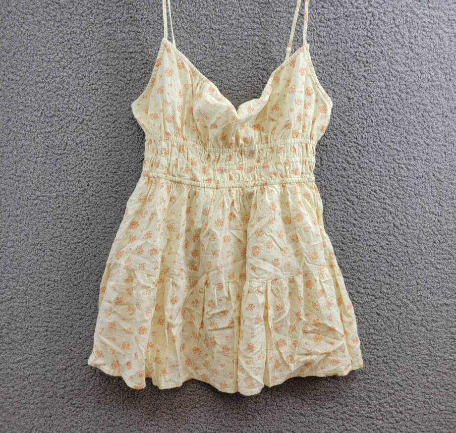 Cotton On Haven Tiered Mini Dress Women's 10 Ditsy Butter Linen Blend Pullover +