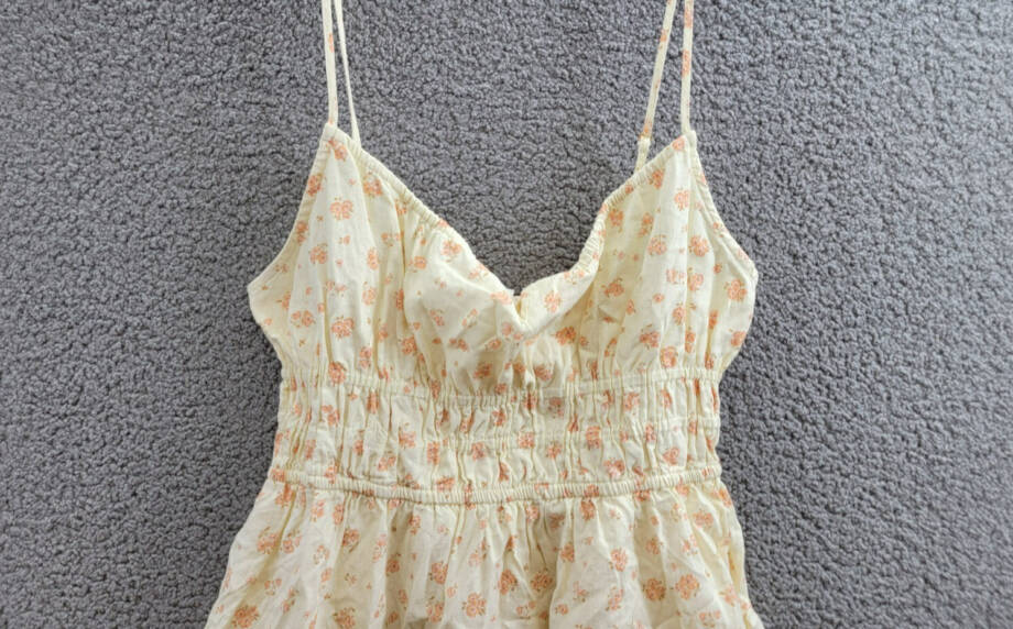 Cotton On Haven Tiered Mini Dress Women's 10 Ditsy Butter Linen Blend Pullover +