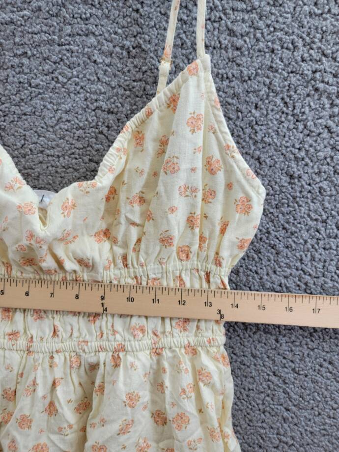 Cotton On Haven Tiered Mini Dress Women's 10 Ditsy Butter Linen Blend Pullover +