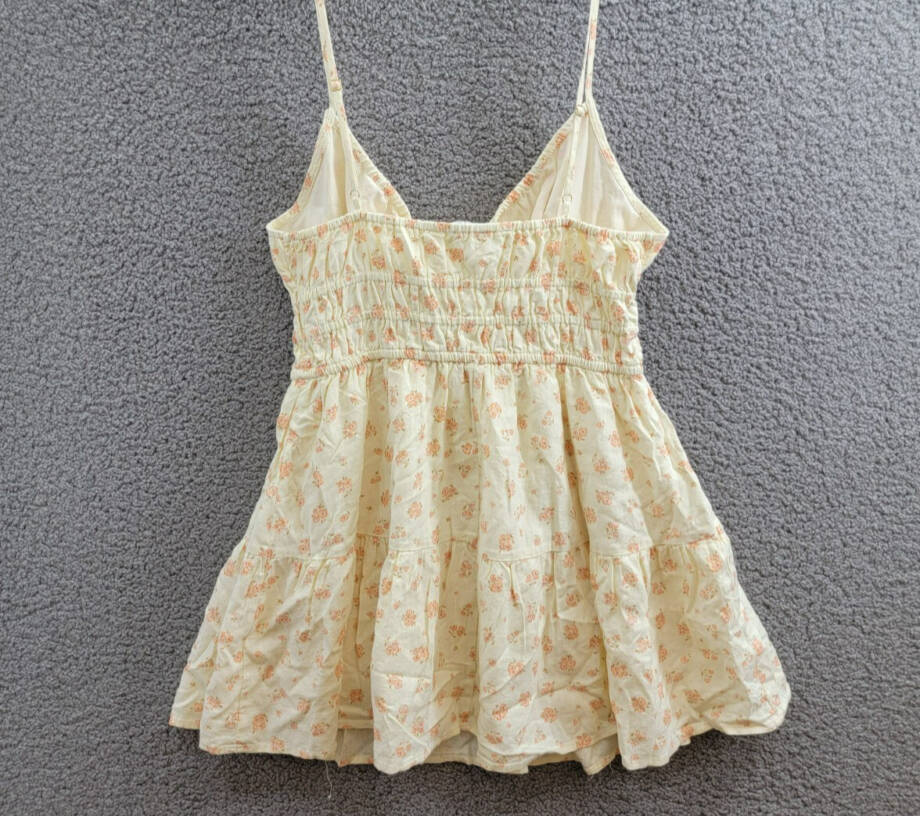 Cotton On Haven Tiered Mini Dress Women's 10 Ditsy Butter Linen Blend Pullover +