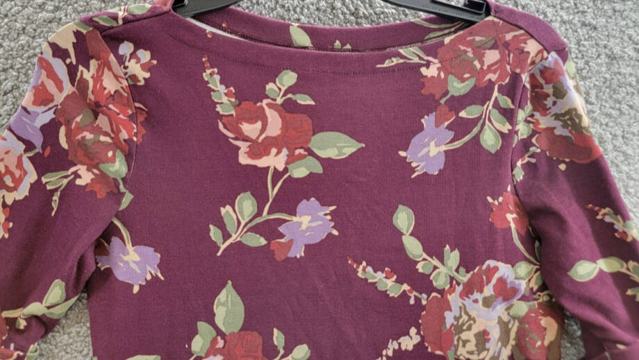 Lauren Ralph Lauren Petite Floral Stretch Boatneck Top Womens PXS Burgundy Multi