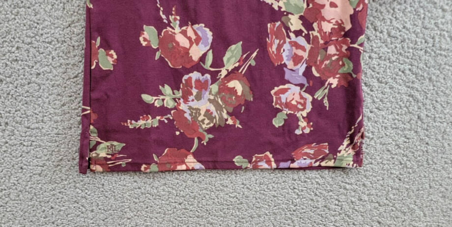 Lauren Ralph Lauren Petite Floral Stretch Boatneck Top Womens PXS Burgundy Multi