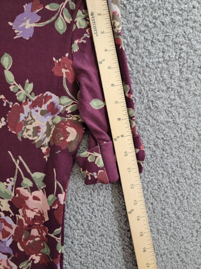 Lauren Ralph Lauren Petite Floral Stretch Boatneck Top Womens PXS Burgundy Multi