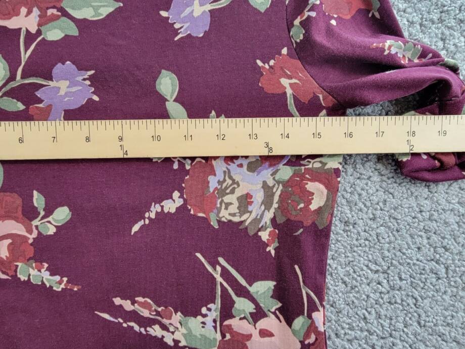 Lauren Ralph Lauren Petite Floral Stretch Boatneck Top Womens PXS Burgundy Multi