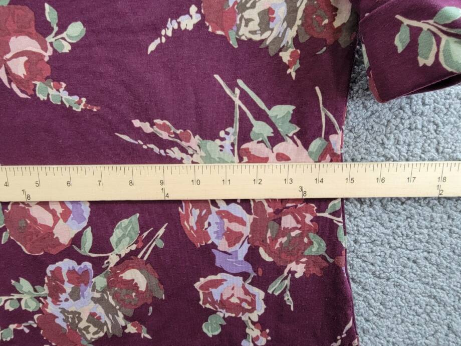 Lauren Ralph Lauren Petite Floral Stretch Boatneck Top Womens PXS Burgundy Multi