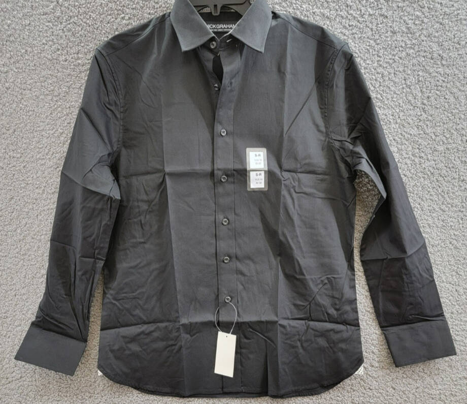 Nick Graham Modern Fit Stretch Poplin Dress Shirt Men's S/R 14.5-15 32-33 Black