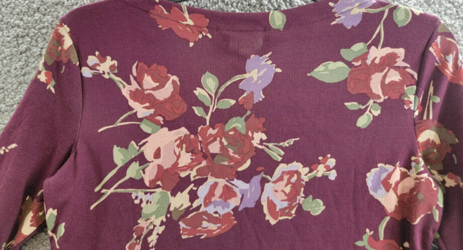 Lauren Ralph Lauren Petite Floral Stretch Boatneck Top Womens PXS Burgundy Multi