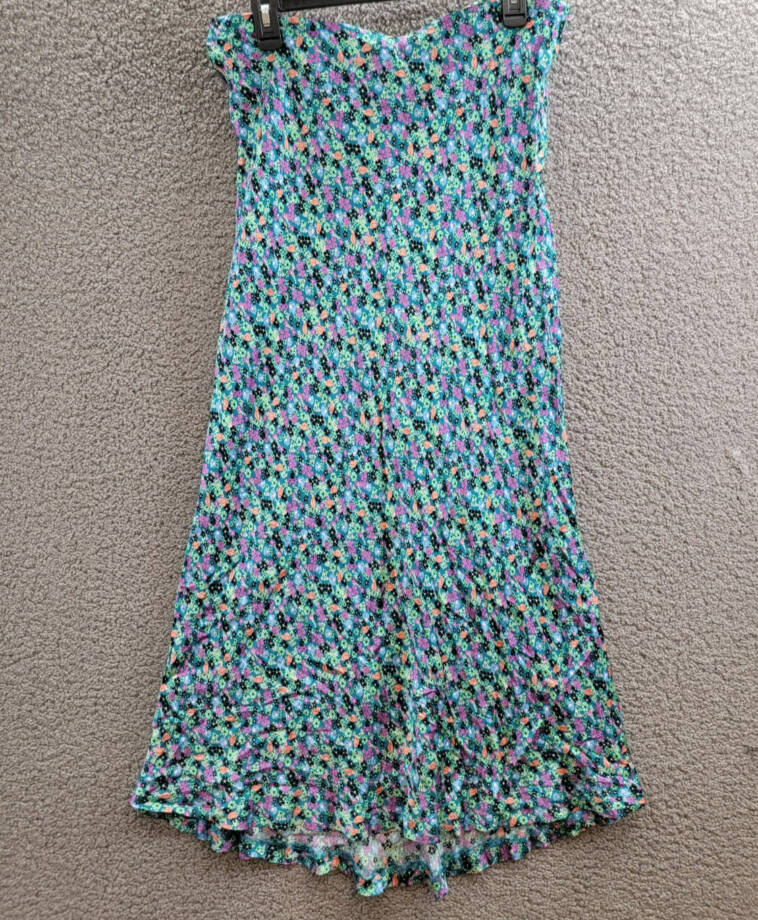 On 34th Trendy Plus Size Garden Floral Slip Skirt Women's 1X Tepid Teal Pull On