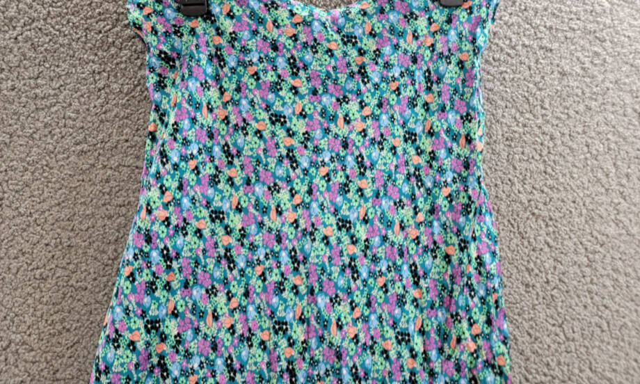 On 34th Trendy Plus Size Garden Floral Slip Skirt Women's 1X Tepid Teal Pull On