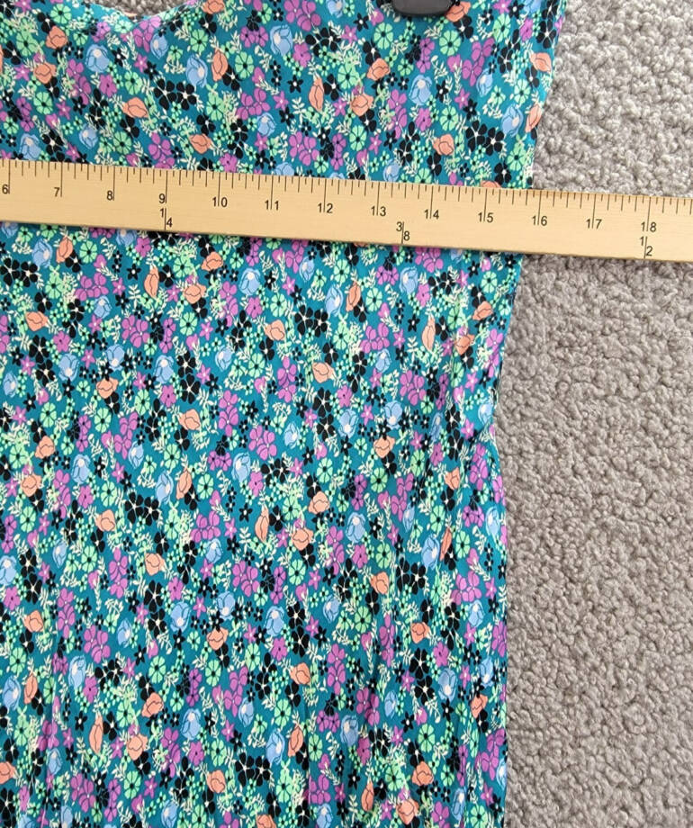 On 34th Trendy Plus Size Garden Floral Slip Skirt Women's 1X Tepid Teal Pull On